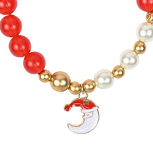 Load image into Gallery viewer, Christmas Moon Charm Beaded Bracelet Red::White
