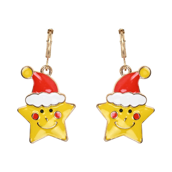 Santa Claus Charms Christmas Drop Earrings  Yellow::Red