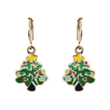 Load image into Gallery viewer, Christmas Tree Charms Drop Earrings Green
