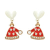 Christmas Cap Charms Stud Earrings Red::White