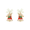 Christmas Jingle Bell Charm Stud Earrings Red::White