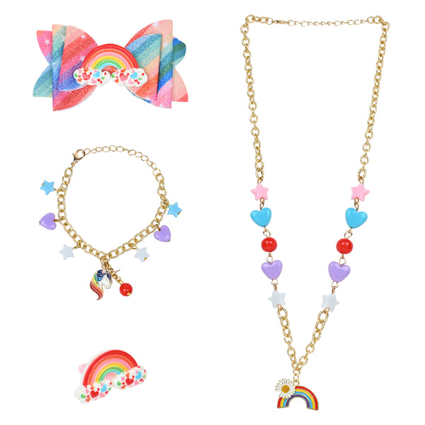 Rainbow Unicorn Star Charms Jewellery Set - Pink & Blue