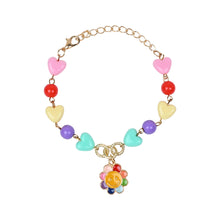 Load image into Gallery viewer, Floral Smiley Charm Necklace &amp; Bracelet Set - Blue &amp; Pink
