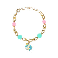 Load image into Gallery viewer, Unicorn Charm Necklace &amp; Bracelet Set - Blue
