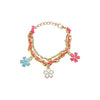 Floral Charm Chain Bracelet - Pink