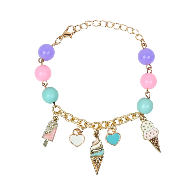 Ice-Cream Multi-Charms Bracelet - Pink & Purple