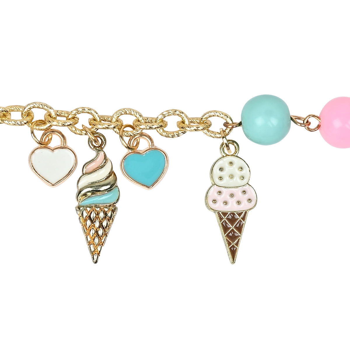 Ice-Cream Multi-Charms Bracelet - Pink & Purple