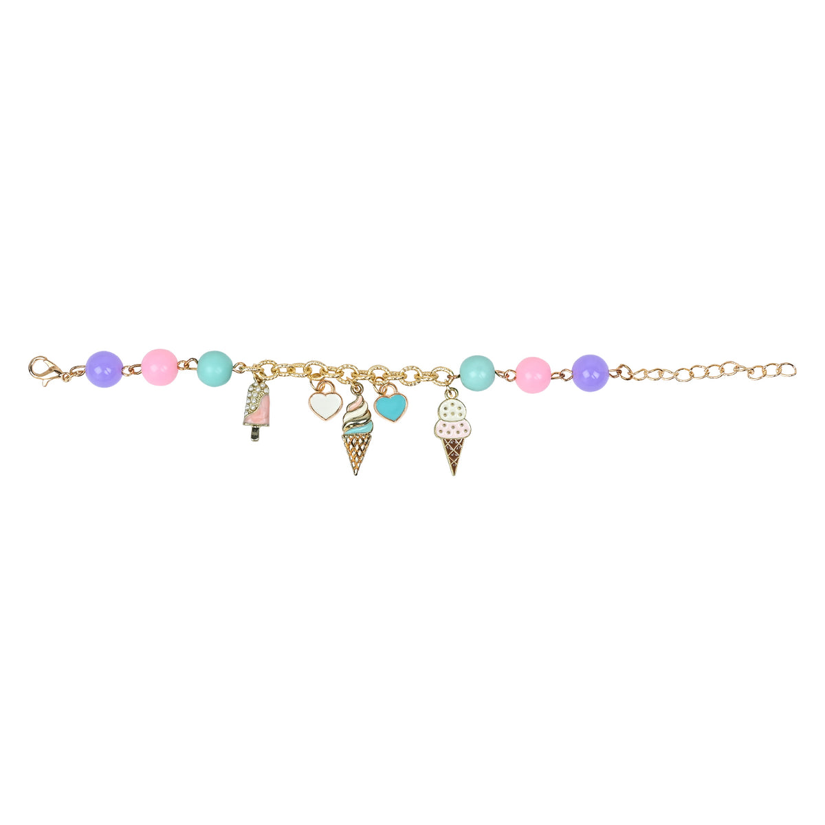 Ice-Cream Multi-Charms Bracelet - Pink & Purple
