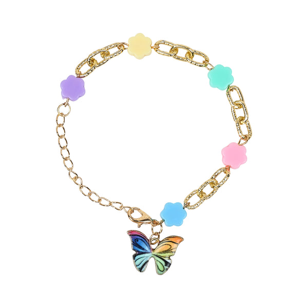 Butterfly Charm Chain Bracelet - Blue