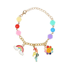 Load image into Gallery viewer, Happiness Multi-Charms Chain Bracelet - Pink, Blue, Orange, Yellow
