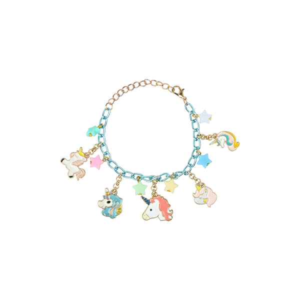 Unicorn Multi-Charms Chain Bracelet - Pink & Blue