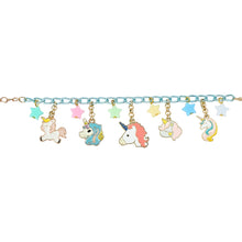 Load image into Gallery viewer, Unicorn Multi-Charms Chain Bracelet - Pink &amp; Blue
