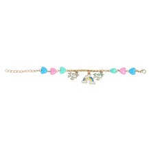 Load image into Gallery viewer, Unicorn Rainbow Hearts Multi-Charms Chain Bracelet - Pink &amp; Blue
