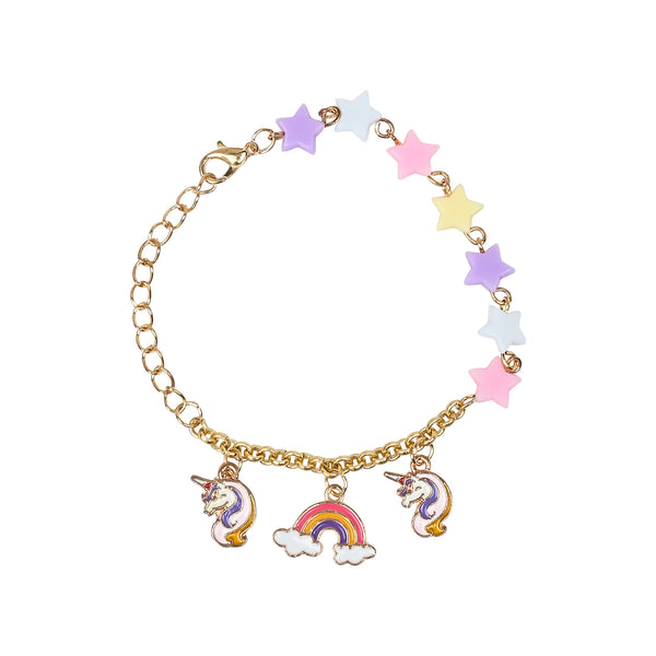 Unicorn Rainbow Multi-Charms Chain Bracelet - Pink & Purple