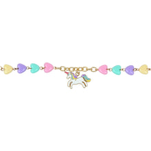 Load image into Gallery viewer, Unicorn Heart Charms Chain Bracelet - Pink, Blue, Green, Yellow
