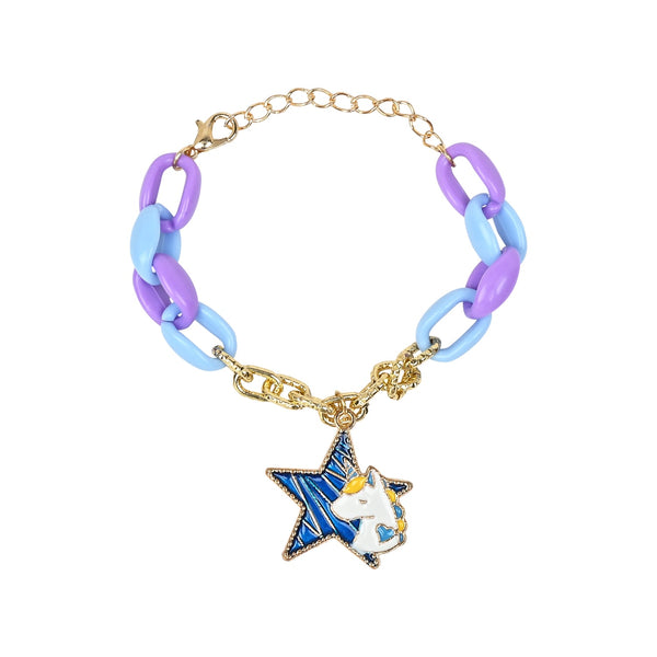 Star Unicorn Charm Bracelet - Blue