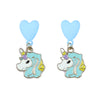 Unicorn Charms Drop Earrings - Blue