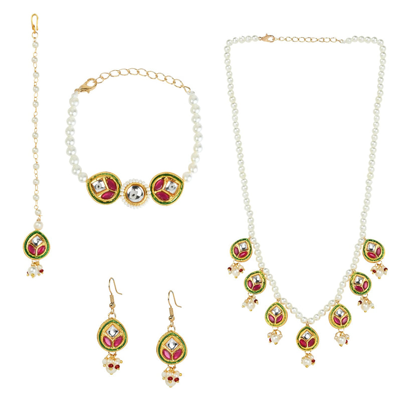 Meenakari Kundan Stone Jewellery Set