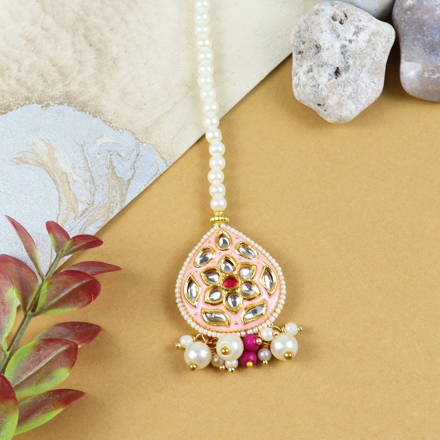 Kundan Studded Meenakari Stone Maang Tikka