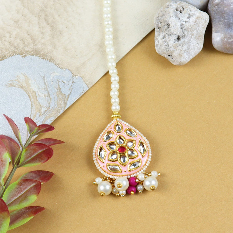 Kundan Studded Meenakari Stone Maang Tikka