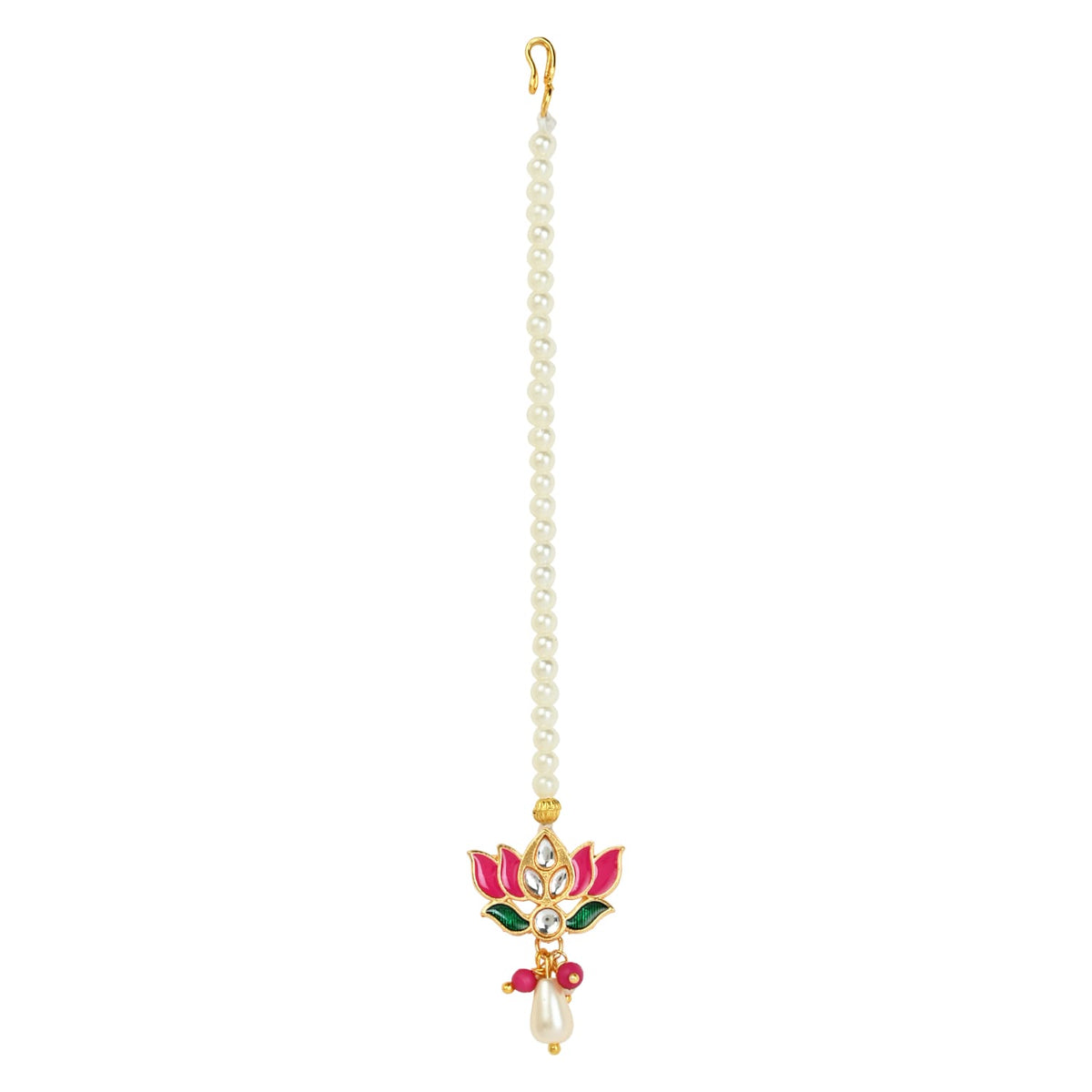 Meenakari Lotus Kundan Stone Maang Tikka
