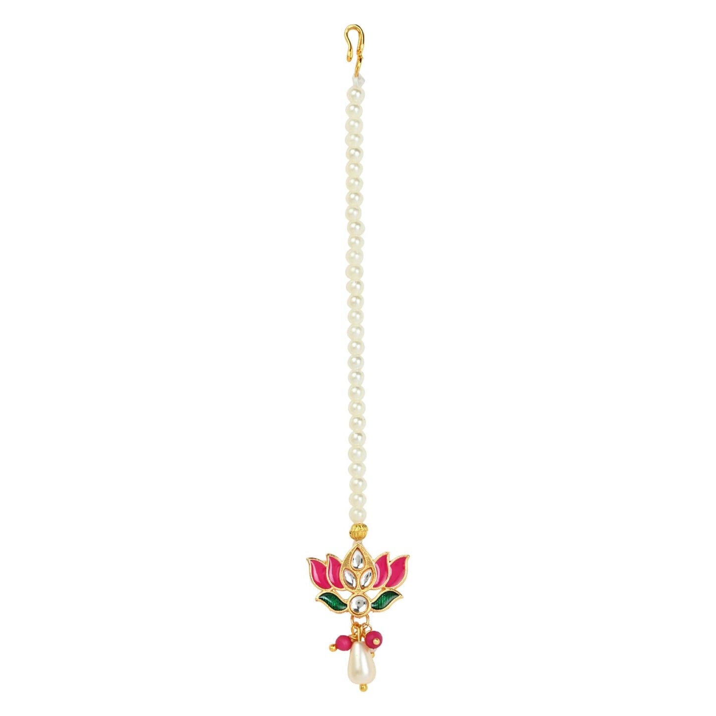 Meenakari Lotus Kundan Stone Maang Tikka
