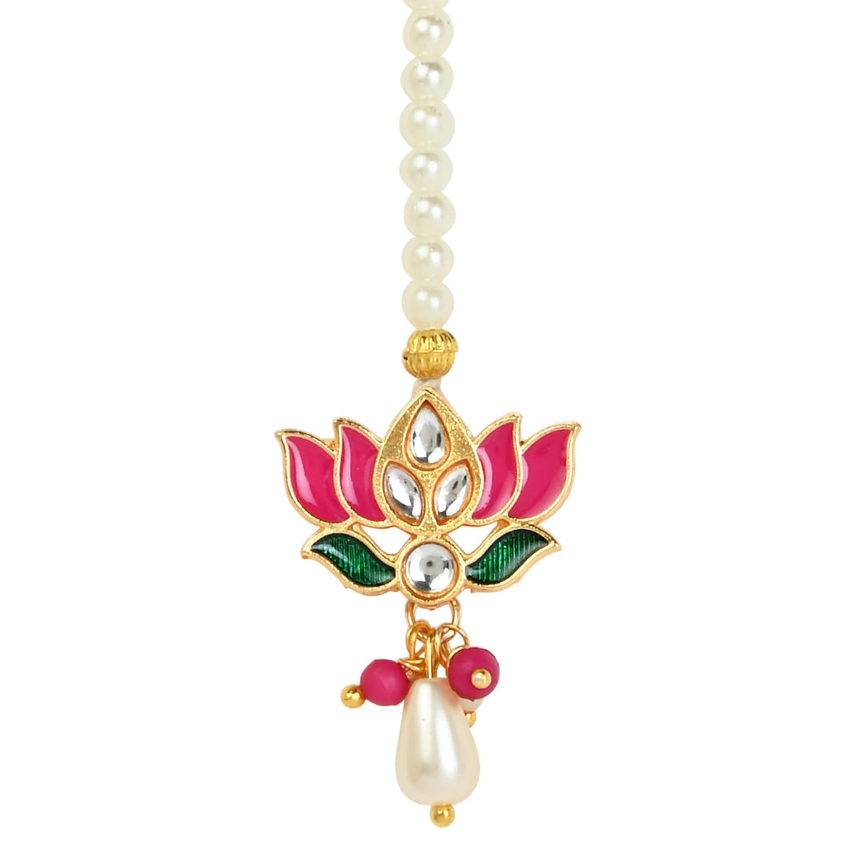 Meenakari Lotus Kundan Stone Maang Tikka