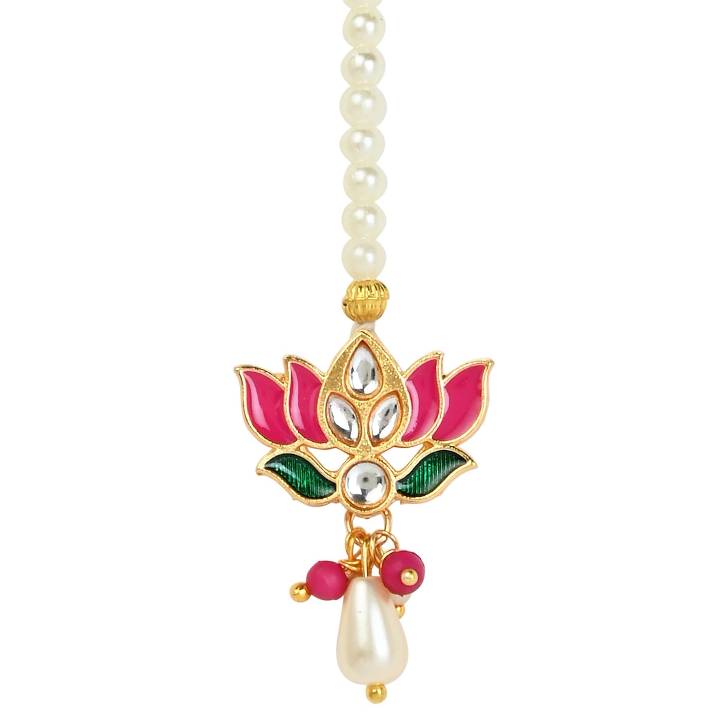 Meenakari Lotus Kundan Stone Maang Tikka