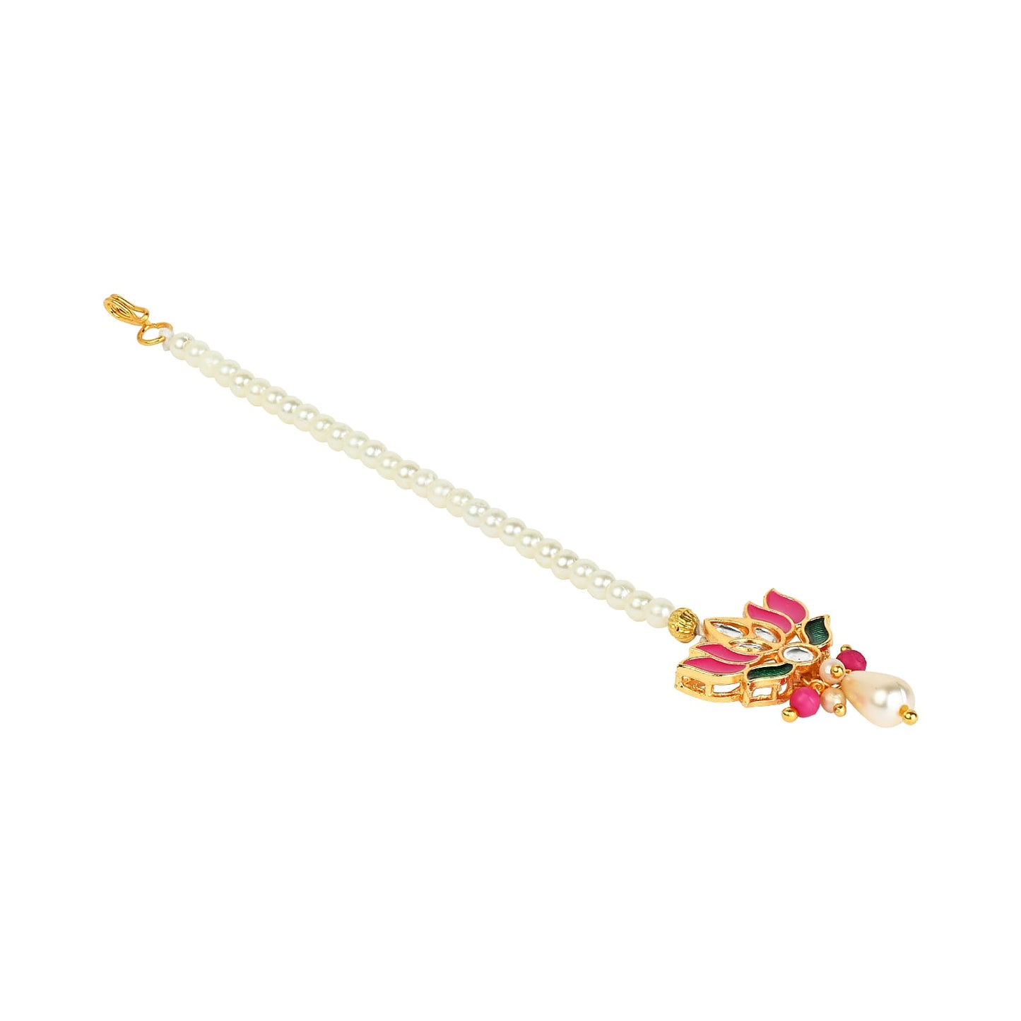 Meenakari Lotus Kundan Stone Maang Tikka