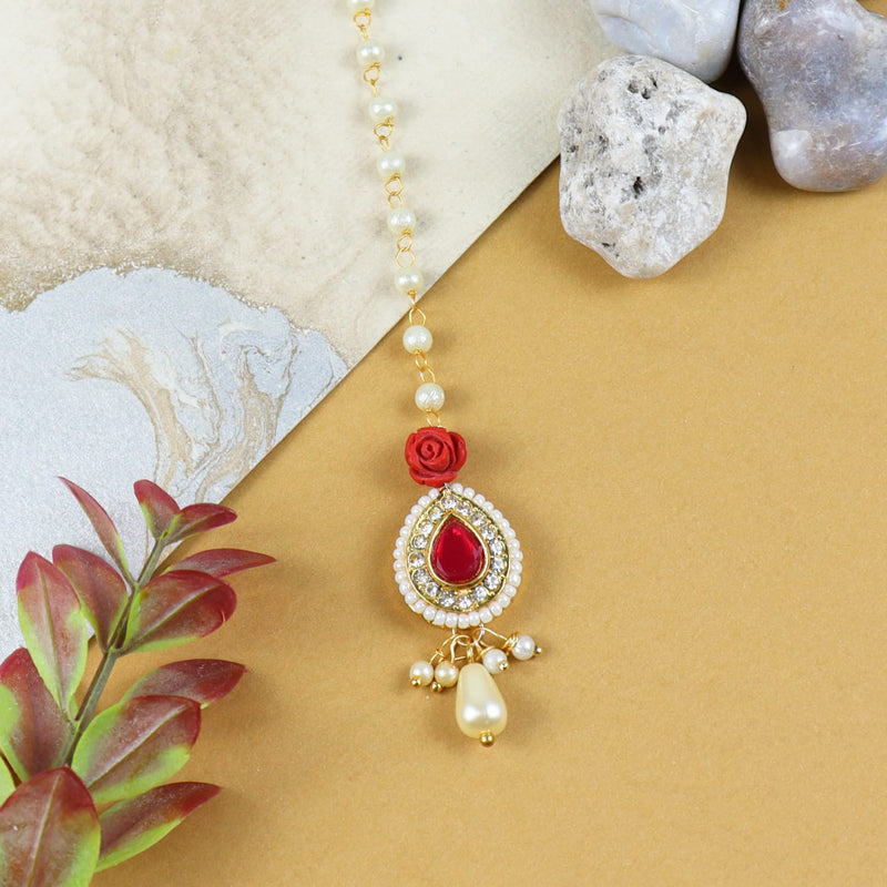 Diamond Stone Rose Maang Tikka