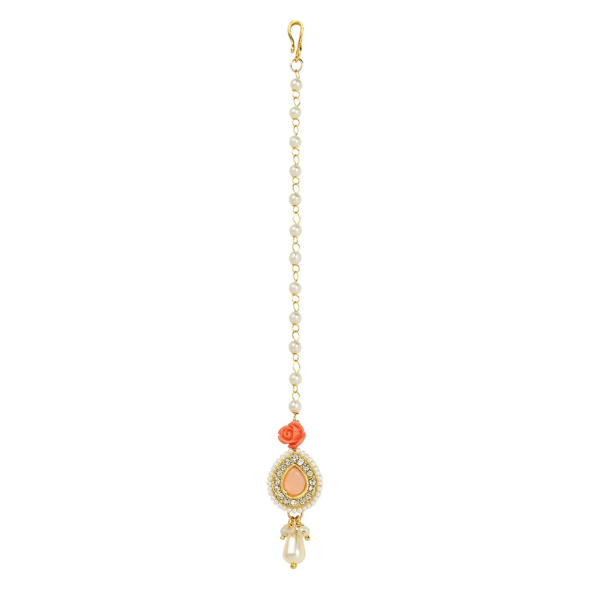 Pearl Drop Kundan Stone Maang Tikka