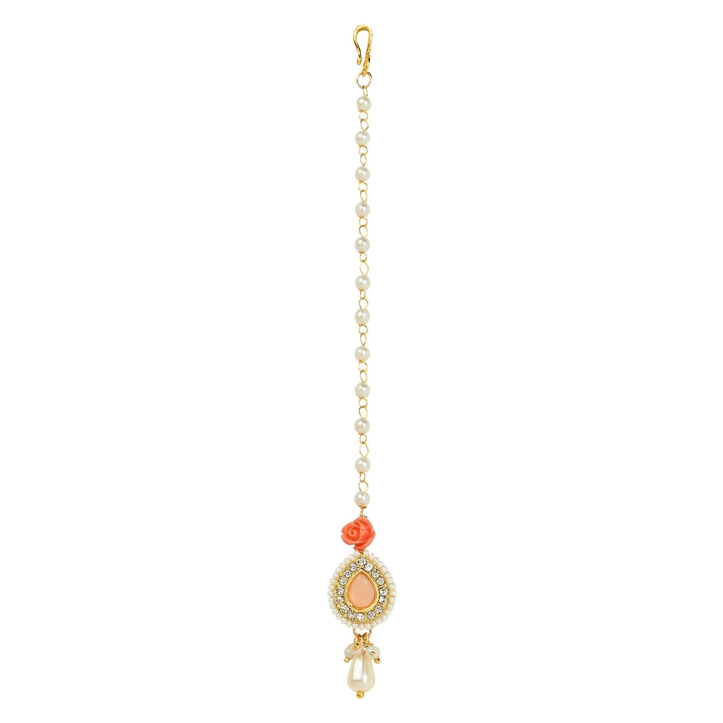 Pearl Drop Kundan Stone Maang Tikka