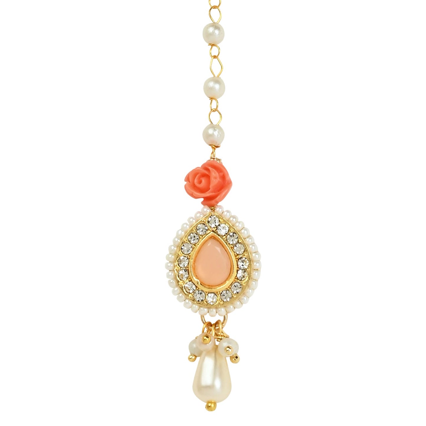 Pearl Drop Kundan Stone Maang Tikka