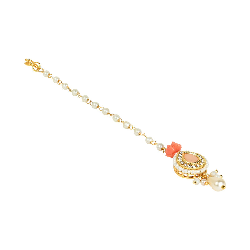 Pearl Drop Kundan Stone Maang Tikka