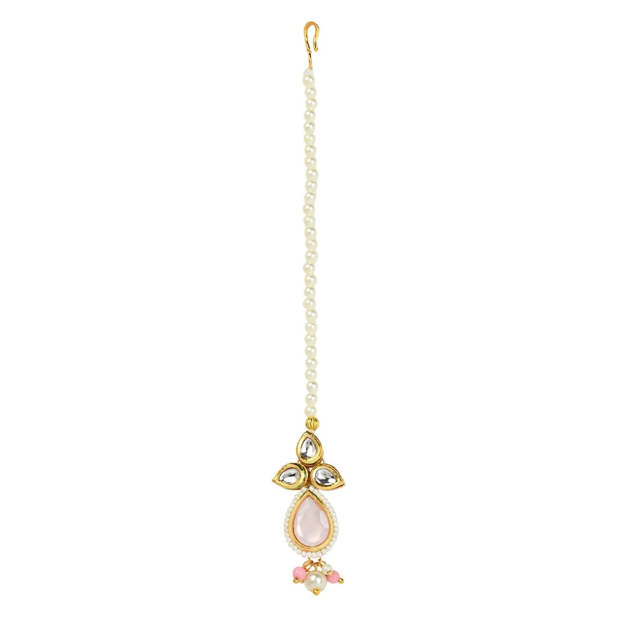 Pearl Drop Kundan Stone Maang Tikka