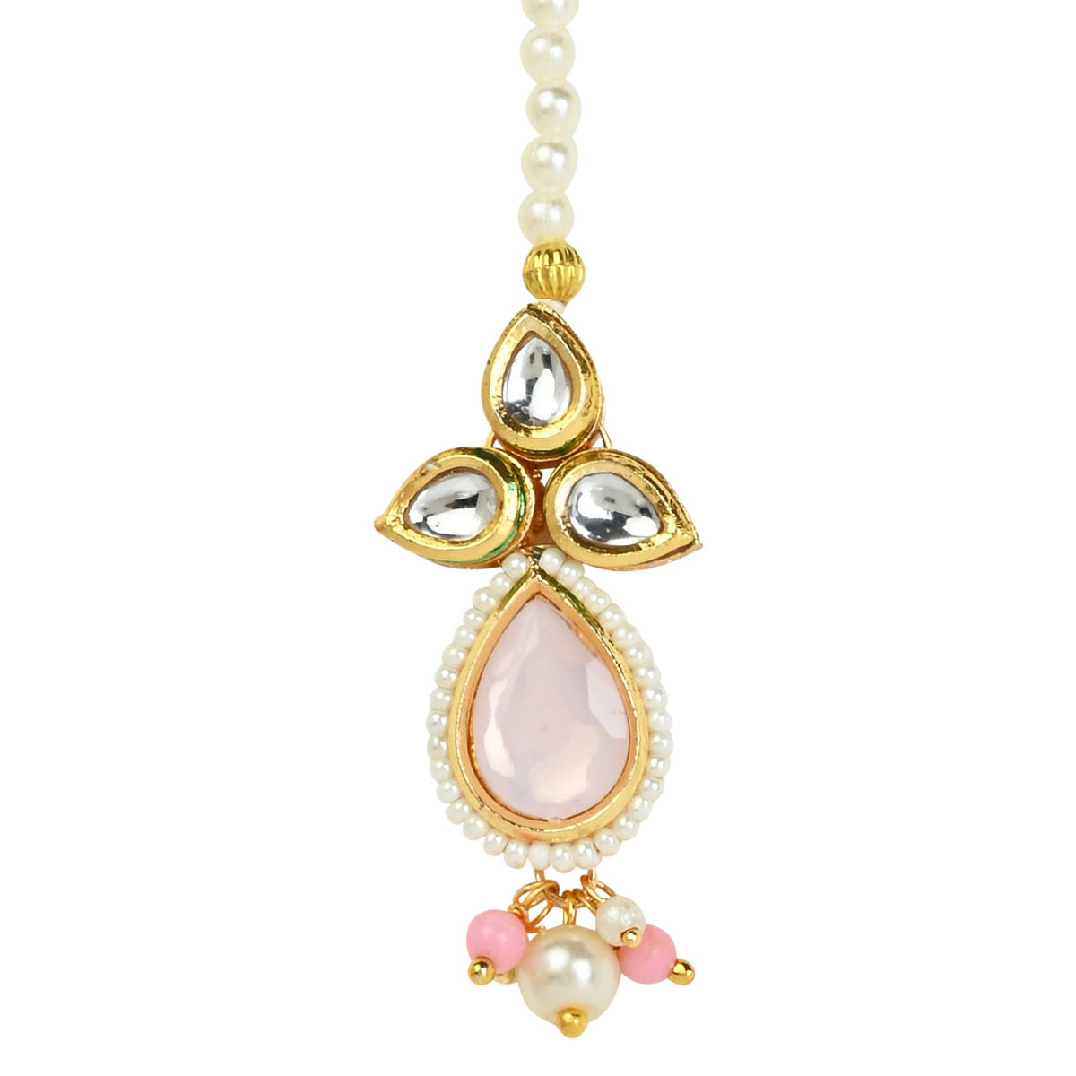 Pearl Drop Kundan Stone Maang Tikka