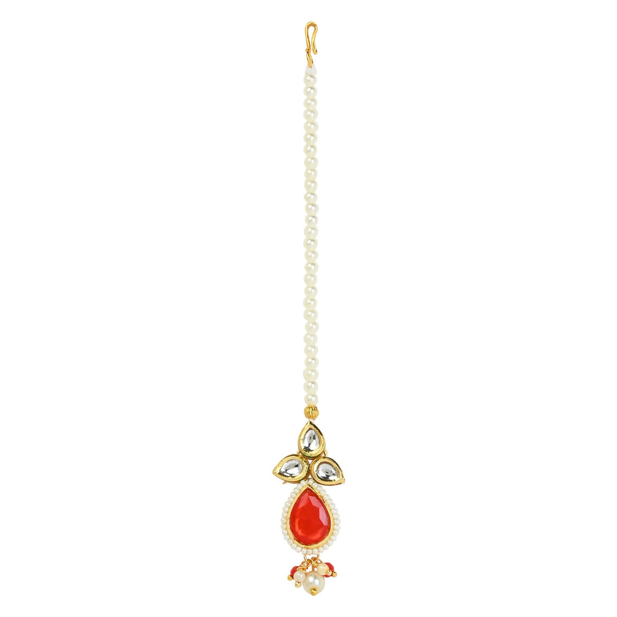 Pearl Drop Kundan Stone Maang Tikka
