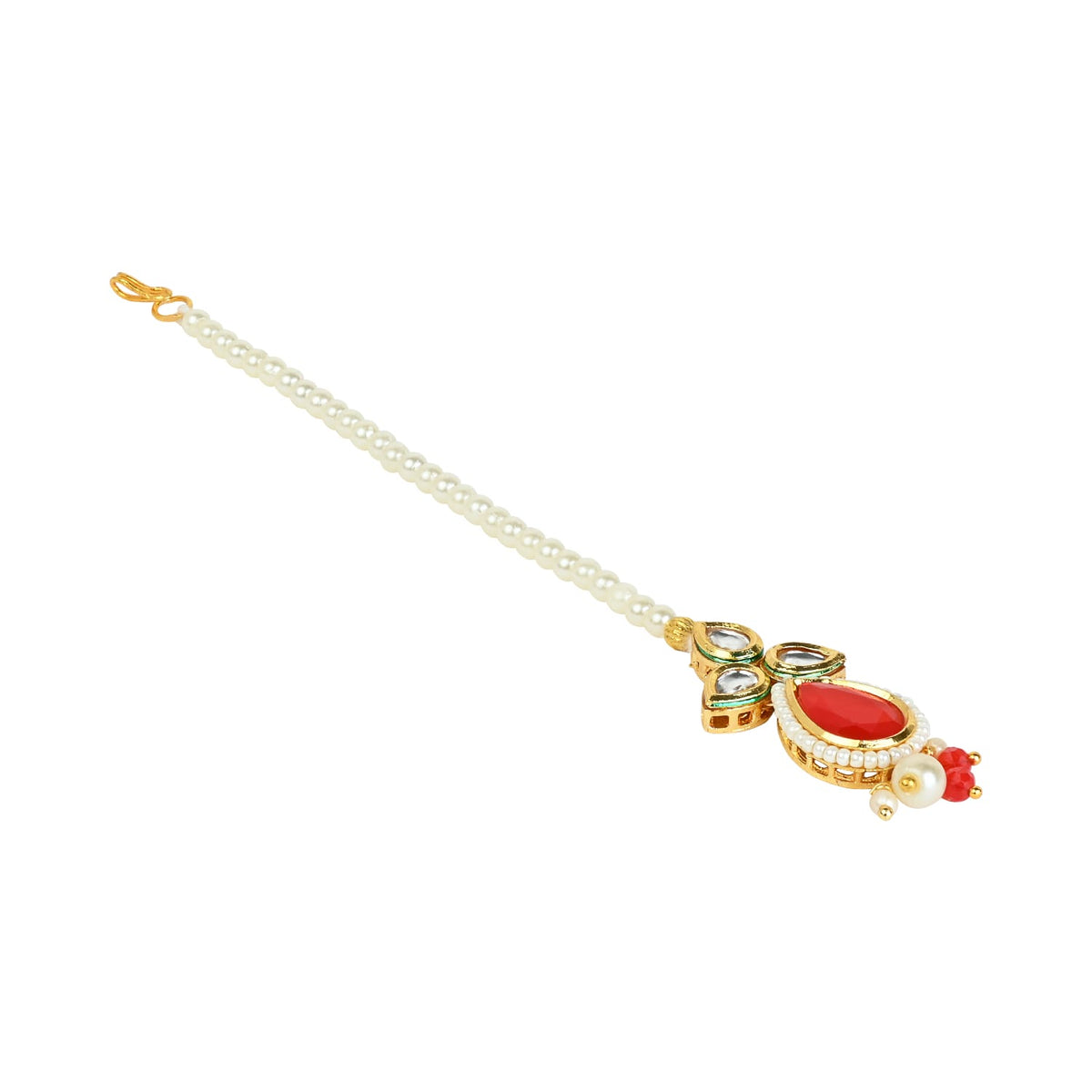 Pearl Drop Kundan Stone Maang Tikka