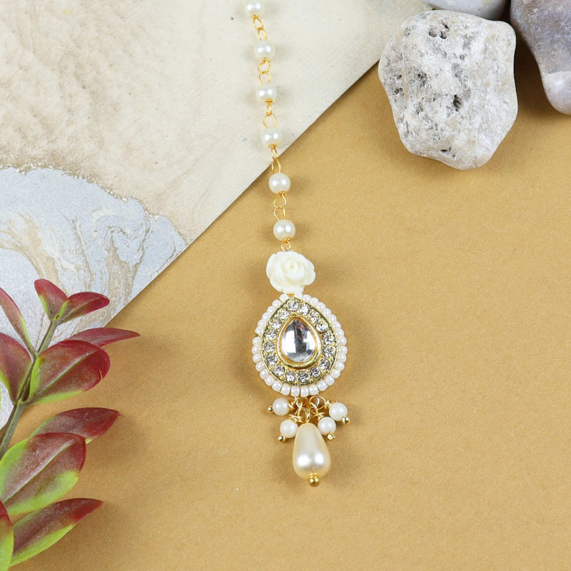 Kundan Stone Diamond Maang Tikka