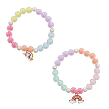 Load image into Gallery viewer, Unicorn Rainbow Charm Beaded Bracelet Set of 2
