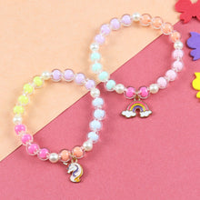 Load image into Gallery viewer, Unicorn Rainbow Charm Beaded Bracelet Set of 2
