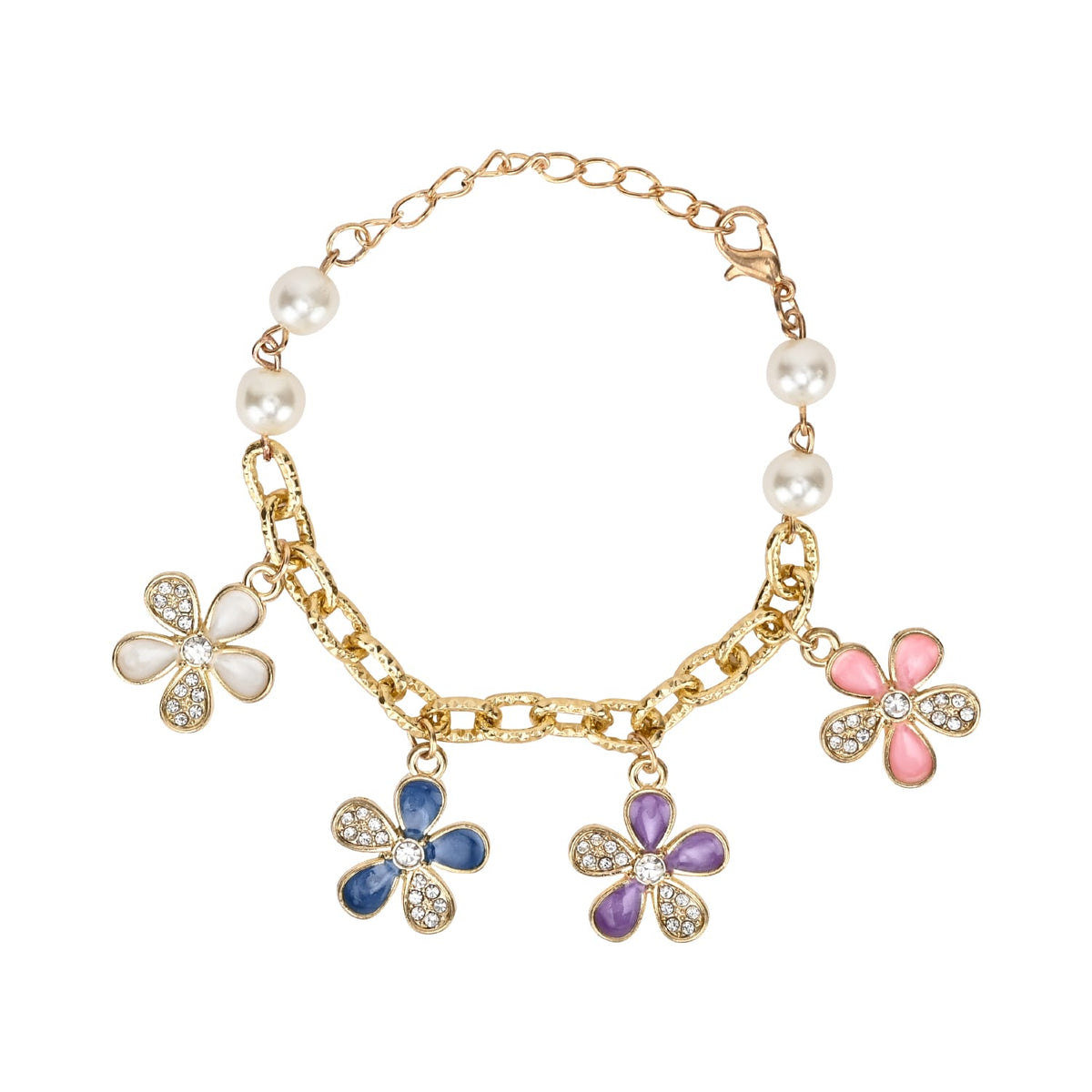 Multi Floral Charms Chain Bracelet