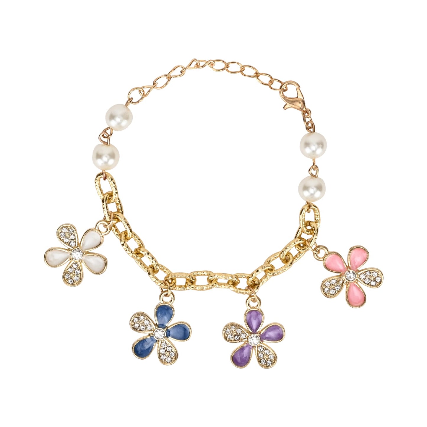 Multi Floral Charms Chain Bracelet