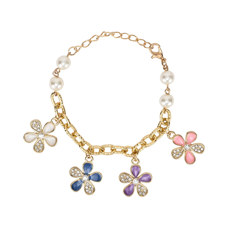 Multi Floral Charms Chain Bracelet