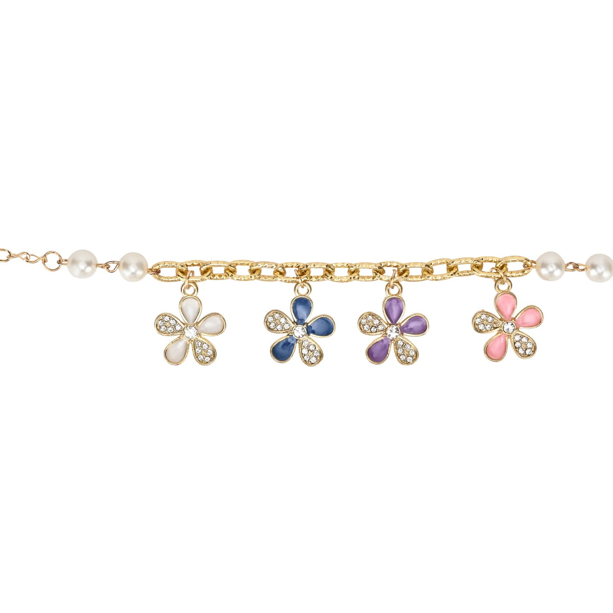 Multi Floral Charms Chain Bracelet