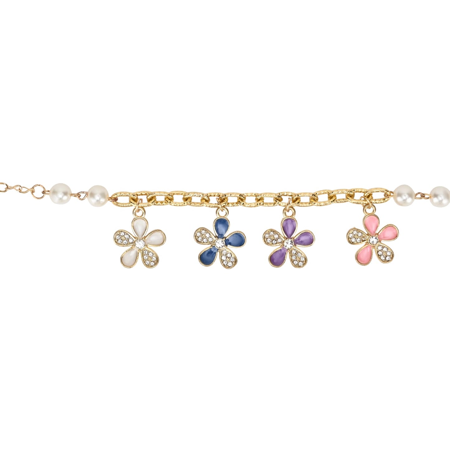 Multi Floral Charms Chain Bracelet