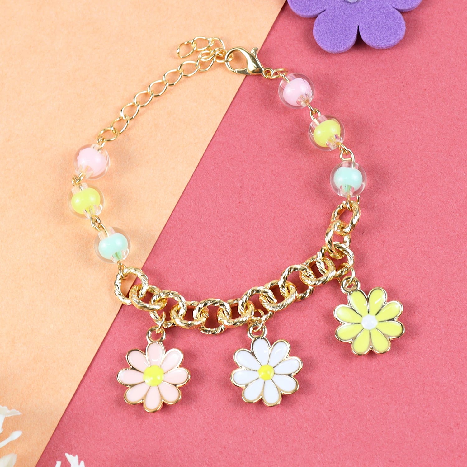 Floral Charms Chain Bracelet