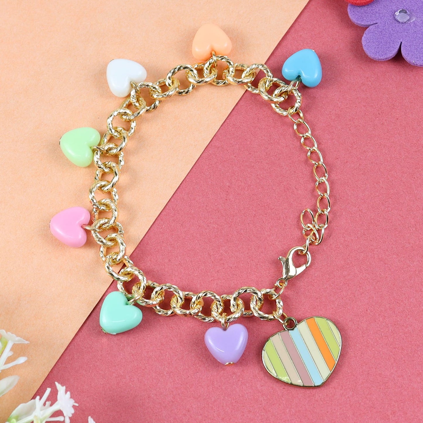 Hearts Charm Chain Bracelet