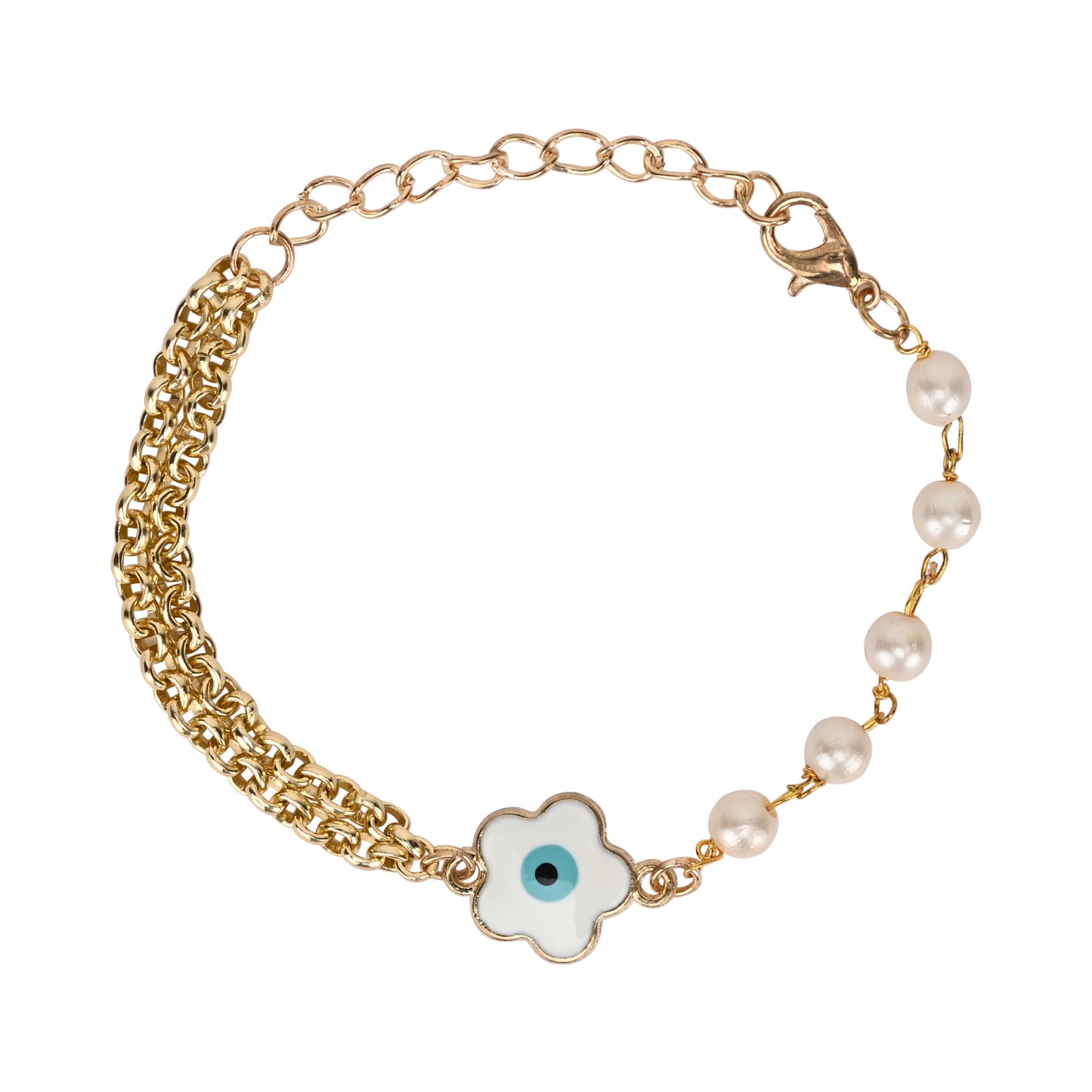 Evil Eye Floral Charm Girls Bracelet Rakhi