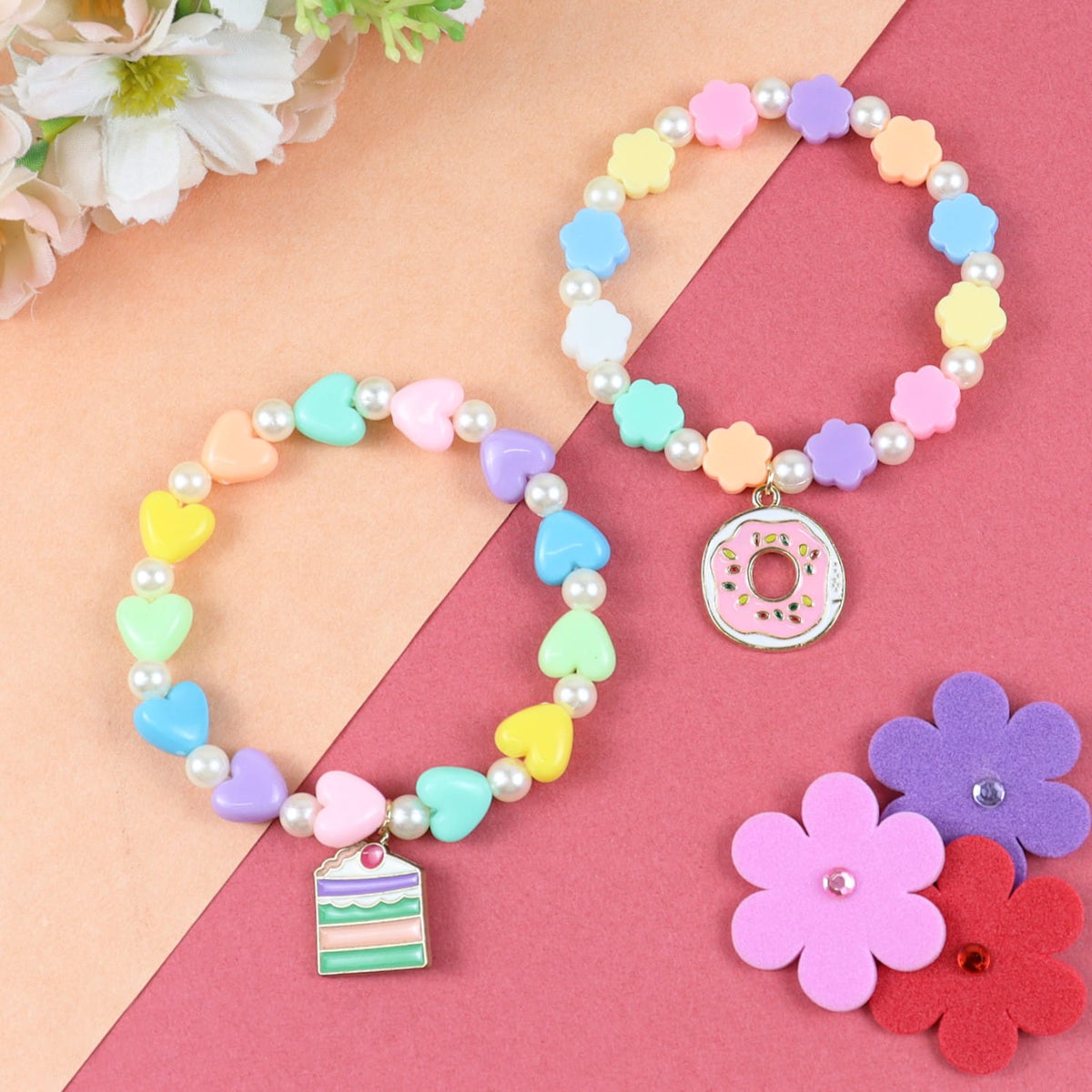 Cake Beaded Charm Bracelets - Set of 2